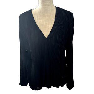 Totême Black Pleated Top V-Neck Long Sleeve XS
